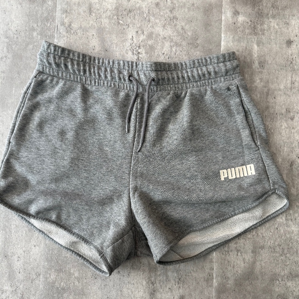 Puma Women's French Terry Shorts Gray Athleisure Sweats Athletic M